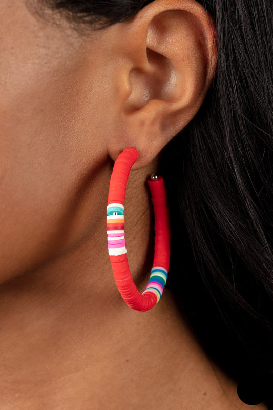 Colorfully Contagious Earrings- Red