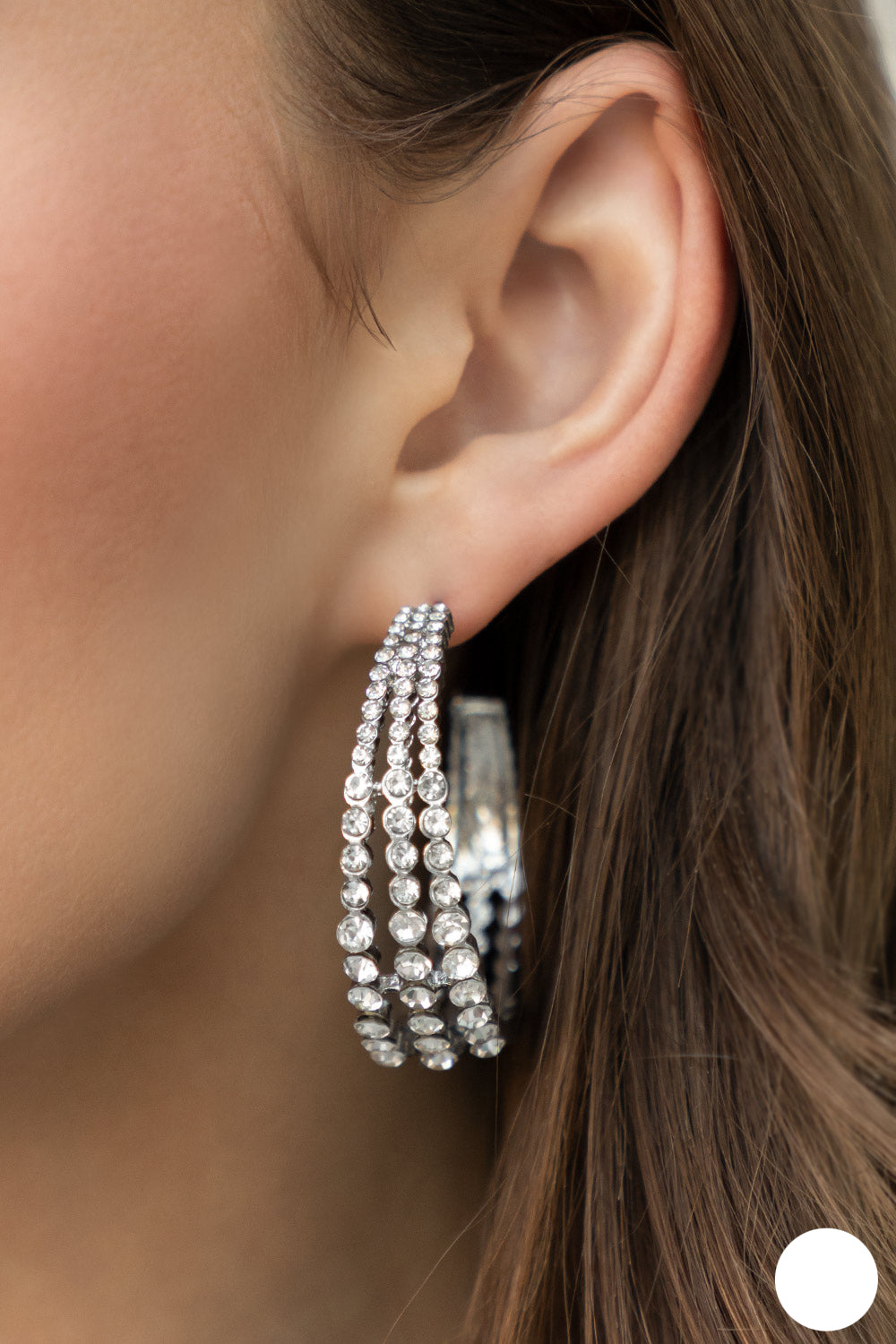 Cosmopolitan Cool Earrings- White Rhinestone