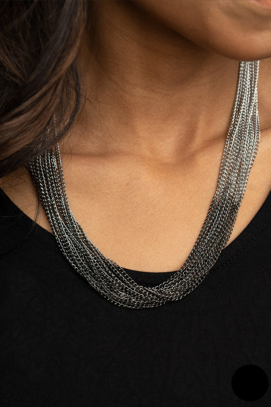 Metallic Merger Necklace- Black