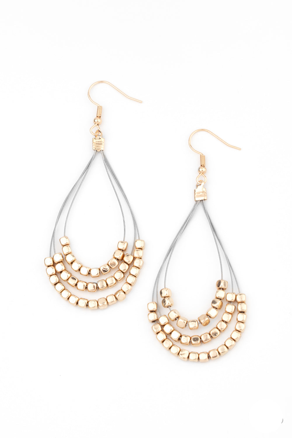 Off the Blocks Shimmer Earrings- Gold