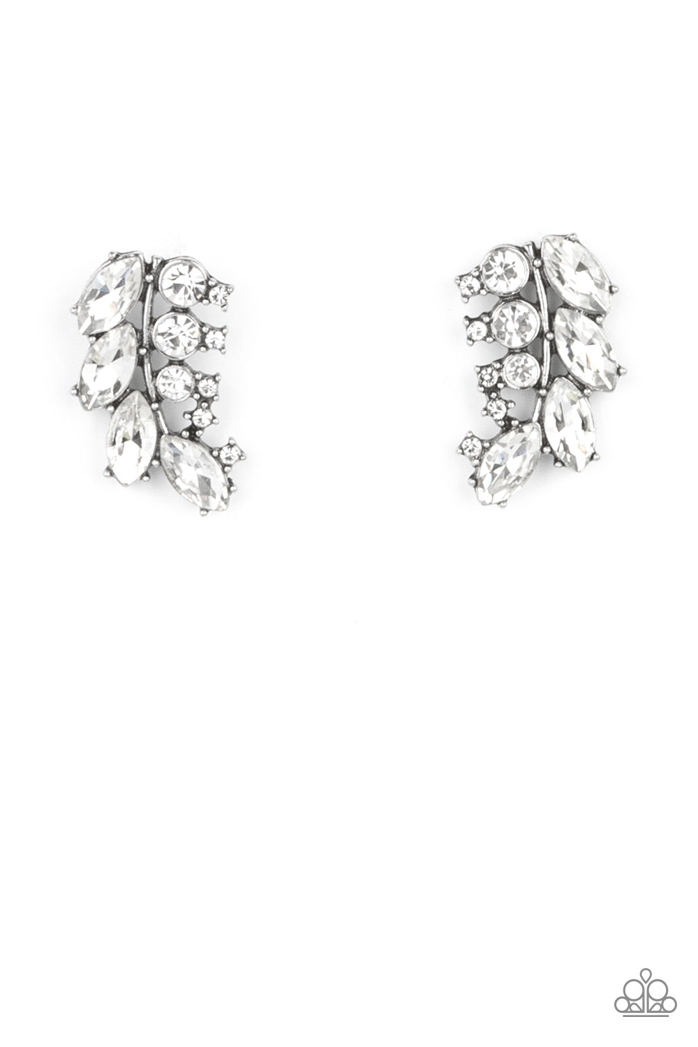 Flawless Fronds Earrings- White Rhinestones