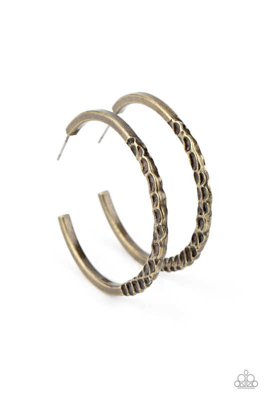 Imprinted Intensity Earrings- Brass