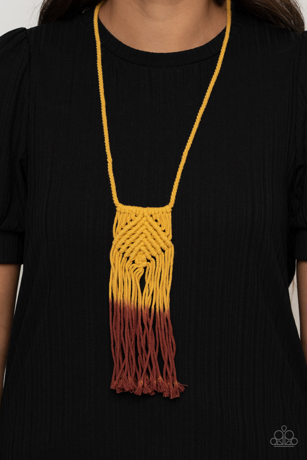 Look At Macrame Now Necklace- Yellow