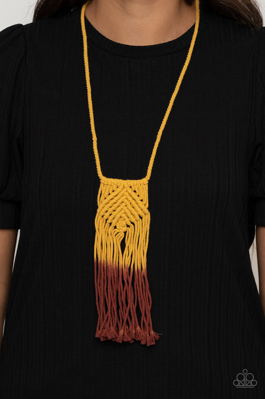 Look At Macrame Now Necklace- Yellow