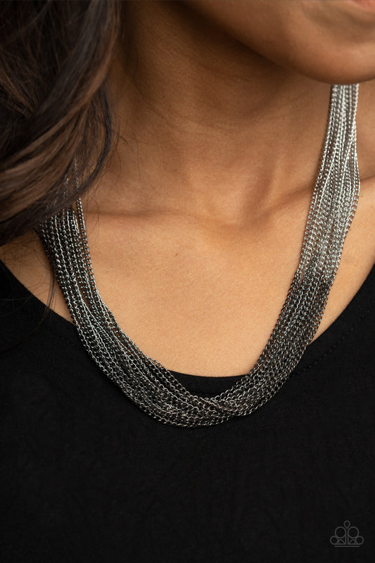 Metallic Merger Necklace- Black